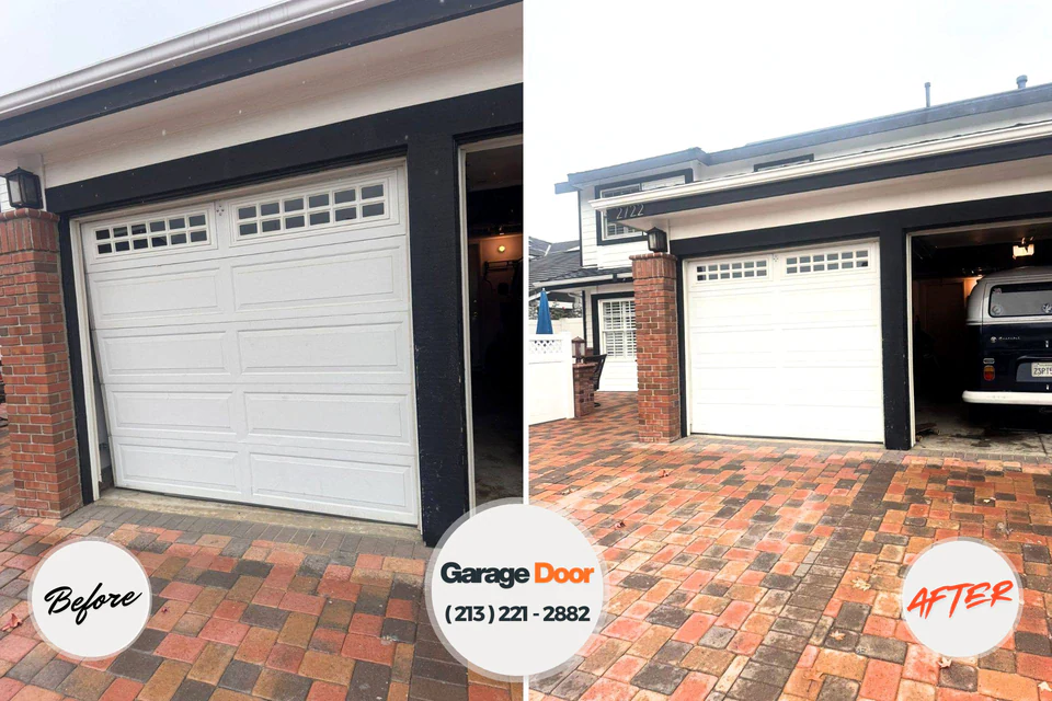 Before and after: garage door repair Lloyd Harbor, NY